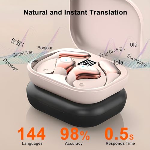 Ai Translation Earbuds Real Time,144 Language Translator Earbuds with APP,Audifonos Traductores Ingl?s Espa?ol,OWS Translating Earbuds Headphones Device for Travel Business Learning