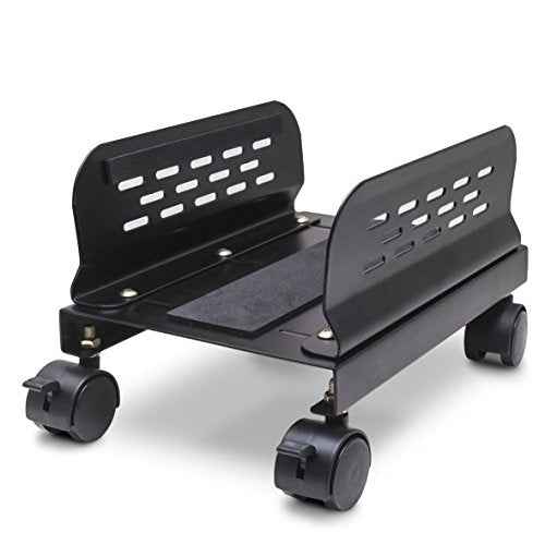 Syba Slim Computer PC or UPS Metal Floor Stand with Adjustable Width and Locking Caster Wheels
