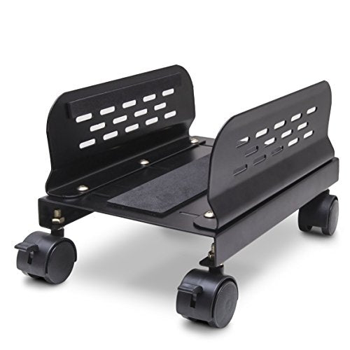 Syba Alum Slim Black Adjustable Computer Stand with Locking Casters – Wide 3.8" to 7"