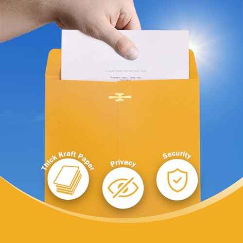 6x9 Clasp Envelopes - 100 Pack, Goefun Yellow Manilla Envelopes 6x9, 100GSM Heavy Kraft Paper, for Business, Legal, Office