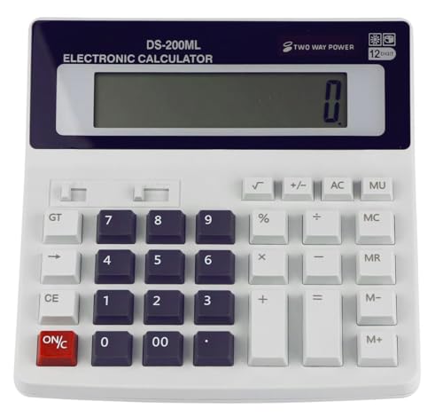 Desktop Office Large-Sized Calculator - Extra Large LCD Display 12-Digit Big Number Accounting With AA Battery & Solar Powered for Office Business Home Daily Use