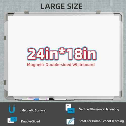 Large Dry Erase Calendar Whiteboard for Wall, Polegas 24" X 18" Magnetic White Board Calendar, Double Sided Whiteboard Calendars Dry Erase, Wall Hanging Monthly Board for Home School Office
