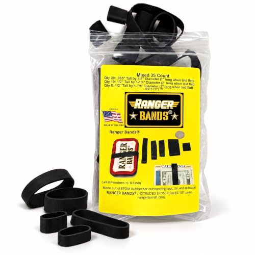 Ranger Bands Mixed 35 Count EPDM Rubber Bands for Survival, Heavy-Duty Black