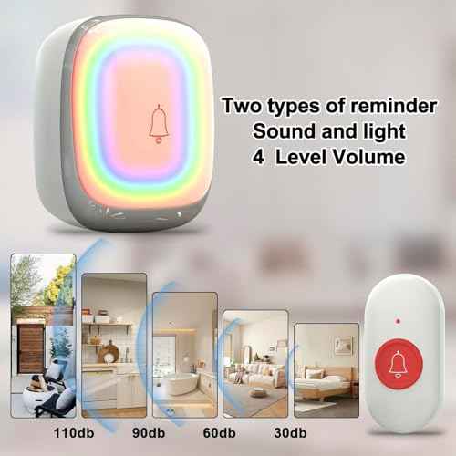 Call Button for Elderly at Home, Caregiver Pager | Fall Alert Devices for Elderly 500+ft for Home/Elderly/Pregnant Women/Disabled, 3 Receivers+2 Transmitters