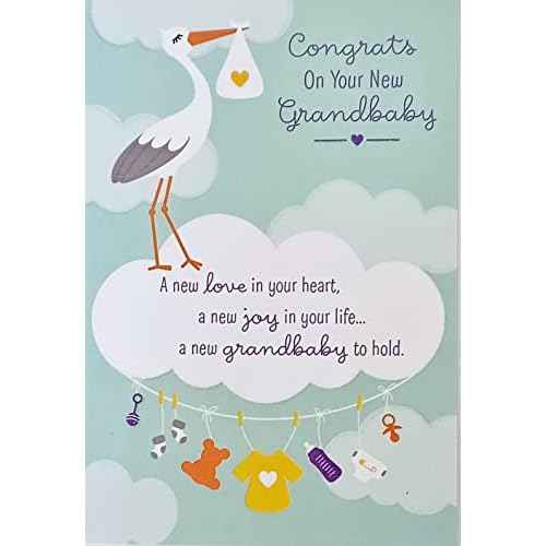 Greeting Card Congratulations On Your New Grandbaby Birth Baby Grandson Granddaughter - Wishing You All The Sweet Little Joys of Grandparenting