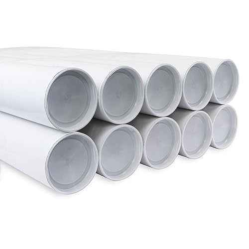 MagicWater Supply Mailing Tube 3 in x 18 in White - 10 Pack - for Shipping and Storage of Posters, Arts, Crafts, and Documents