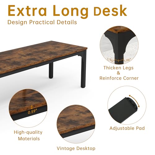 Trggivs 13FT Brown Conference Table Set - 2 Pieces Large Office Meeting Desks
