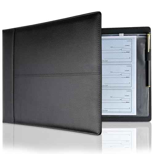 Professional 7 Ring Business Checkbook Binder, Premium PU Leather Organizer for 3-On-A-Page Checks, Perfect for Business and Personal Finances, Fits 9x13 Inch Sheets, 600 Check Capacity