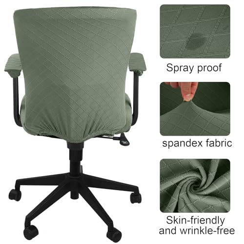 Olive Green 4-Piece Office Chair Cover Set (Seat, Back, Armrest Pads) by Tallew