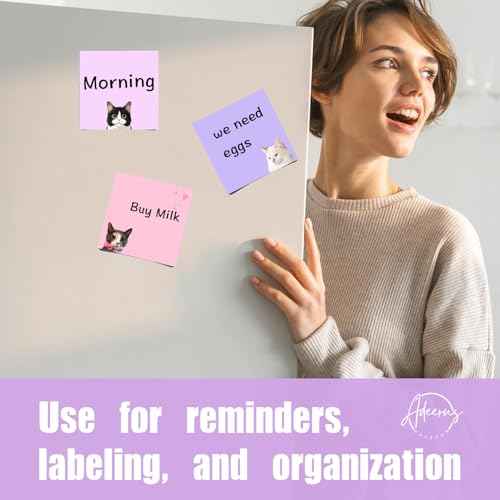 9 Pads Cute Sticky Notes Set, 3" x 3" Black Cat Self Stick Notepads, Funny Sticky Notes Set, Cat Stationery, Kawaii Adhesive Memo Pads, Cat Lover Gifts, Office Decor Desk Accessories, School Supplies