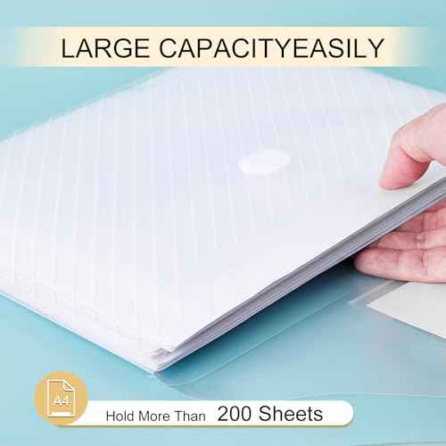 100 Pack, Clear Plastic Envelopes File Folders, HeavyDuty Document Holder with Label Pockets for Letter and A4 Size, Document Folder for School Home Work Office Organizer (100)