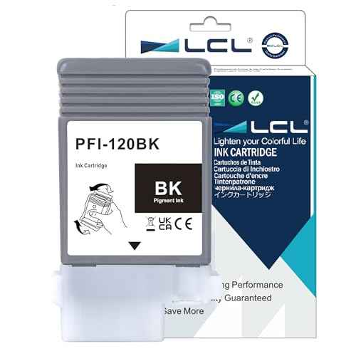 LCL PFI-120 PFI120 Black 130-ml Ink Cartridge Replacement for Canon PFI120BK PFI-120BK 2885C001AA for ImagePROGRAF GP-200 GP-300 TM-200 TM-205 TM-300 TM-305 TM-250 TM-255 TM-350 TM-355 Printers (1PK)