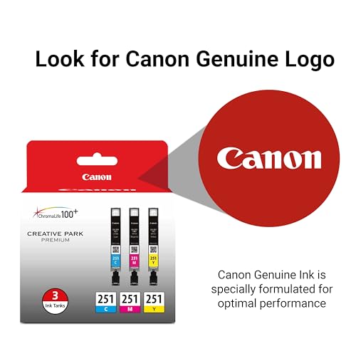 Canon CLI-251 Genuine Three Color Multi Pack, Compatible with MG6320, iP7220 & MG5420, MX922, MG7120, MG6420, MG5520, iX6820, iP8720, MG7520, MG6620, and MG5620 (Optional) Printers