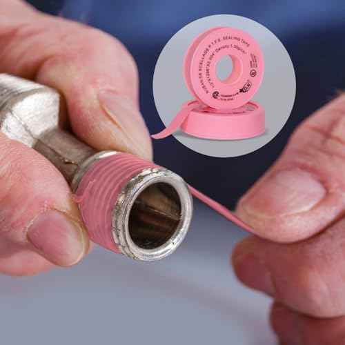 10 Rolls 1296" (Four Times Longer) Pink Plumbers Teflon Tape, Gas Line Pipe Thread Tape, High Density (1.3 g/cm3) Propane Sealant Tape (1/2" x 1296")