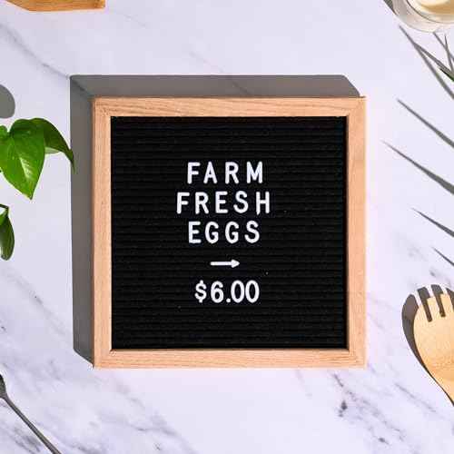 Black Felt Letter Board | Classy Dark Stained Wooden Frame with White Letters | Premium Changeable Sign Boards for Home Decor Motivational Quotes Baby Announcement Price List Message Letterboard With