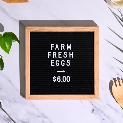 Winsharp 10x10 Black Felt Letter Board with Wooden Frame & White Letters