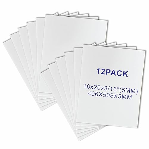12 Pack Foam Core Board, ZJCEASER 16 x 20 White Poster Board, 3/16" Thickness Sign Board Craft Foam Sheet for Signboards, School Projects, University Displays, College Events, Arts & Crafts, Framing