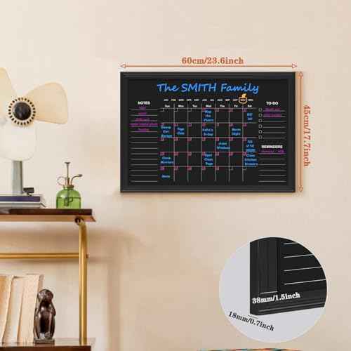 Magnetic Chalkboard Calendar,17.7¡± ¡¿ 23.6¡° Monthly and Weekly Calendar Chalk Board for Wall, Family Planner,Black(Family-HB-4560)
