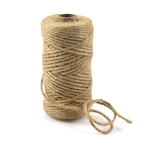 164 ft 1/8 in Jute Twine String, Natural Brown - 4-Ply Craft Rope for DIY, Gift Wrapping, Macrame
