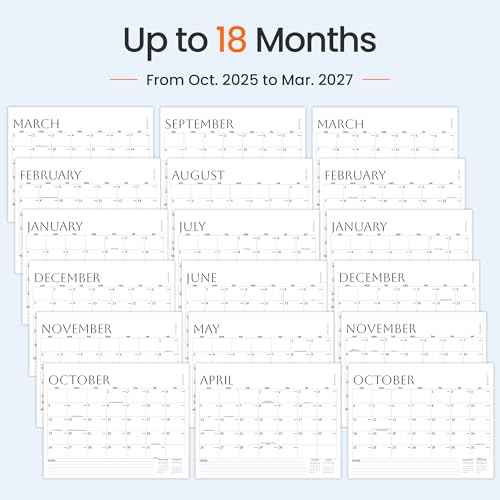 SUNEE Wall Calendar 2026-18 Months Oct. 2025 - Mar. 2027, 14.5"x11.5" Big Grid Hanging Calendar with Note for Organizing & Planning, Monthly Calendar 2025-2026 with Last Month and Next Month, White
