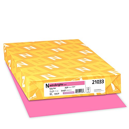 Neenah Astrobrights Color Paper, 11¡± x 17¡±, 24 lb/89 GSM, Pulsar Pink, 500 Sheets (21033)