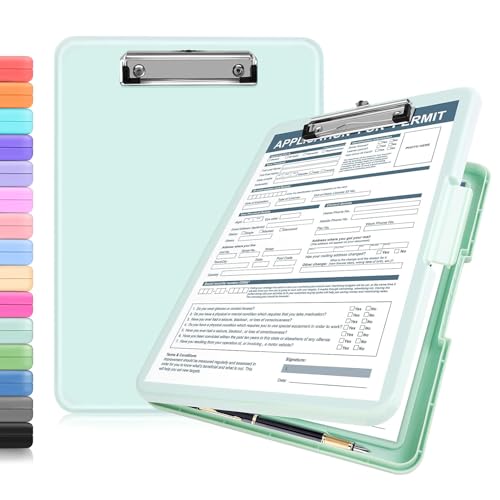 ANZNKU Green 13x9.6x0.94 in Clipboards with Storage - Foldable Nursing/Medical Clipboard