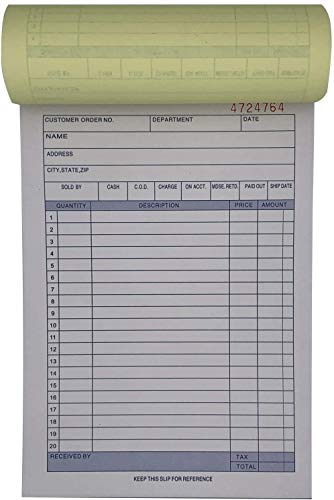 20 Pack Large Sales Order Book 5.5 x 8.5 in Carbonless Duplicate Receipt 2-Part