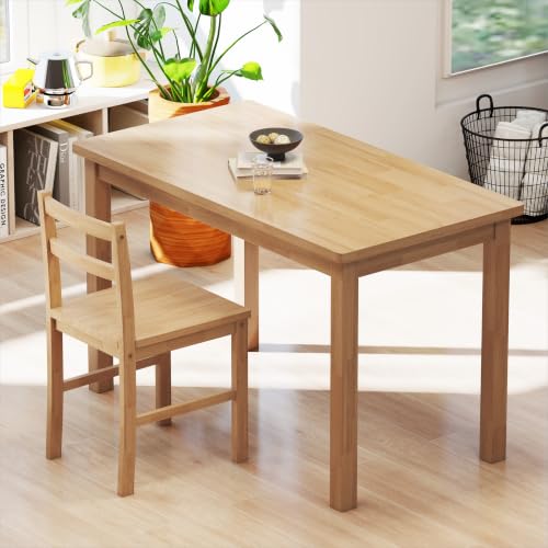 Zenflare 43.3" Desk with Chair Set - Solid Wood Farmhouse Home Office, Small Space Study Table