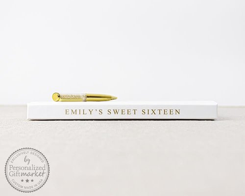 Sweet 16 Guest Book Custom Sweet Sixteen Birthday Party Guest Book, Personalized Photo Booth Photo Album Book - White Gold (10x8)