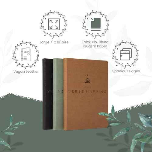 Graceful By Design Bible Verse Mapping Journal - Vegan Leather - Premium Bible Study Journaling Kit (Midnight Black)