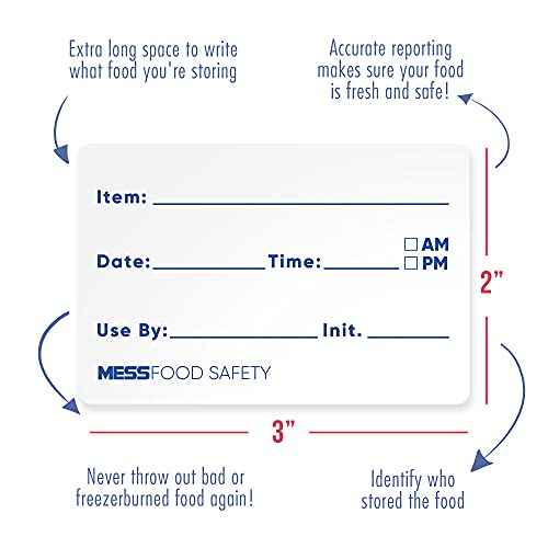 MESS Dissolvable Food Labels, Fill-in, 2x3 300/Roll - Dissolves in 30 Seconds or Less - Removable Pantry, Meal Prep & Food Storage Labels ? Canning & Freezer Use