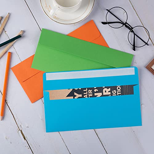 50 Pack Colorful #10 Business Envelopes Self Seal Letter Envelopes - Wishop