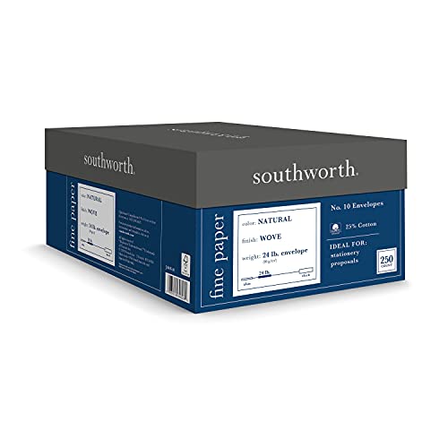 Southworth J404N10 25% Cotton #10 Business Envelope Natural 24 lbs. Wove 250/Box FSC