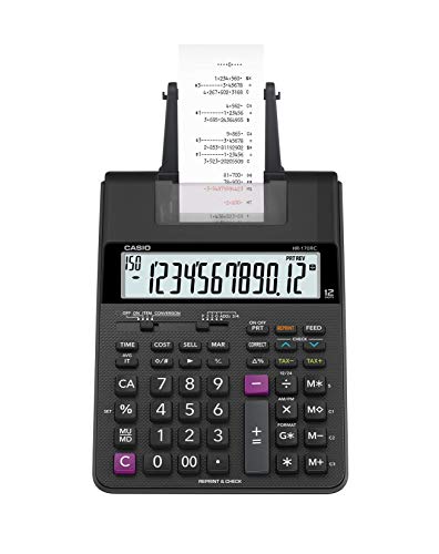 Casio HR-170RC Plus Mini Desktop Printing Calculator with Tax & Dual-Color Output
