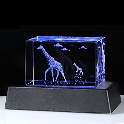 Qianwei Giraffe Crystal Figurine with LED Light Base - Giraffe Lover Gift