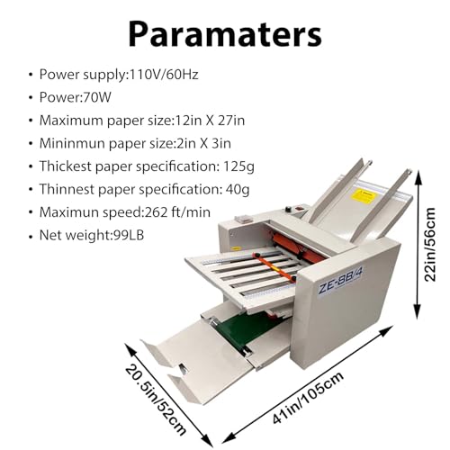 Automatic Paper Folding Machine with 4 Trays, Adjustable Speed, Max 262 ft/min
