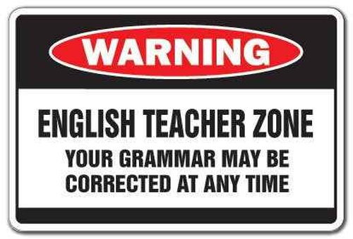 English Teacher Zone Warning Aluminum Sign School Supplies Junior high Xmas Books