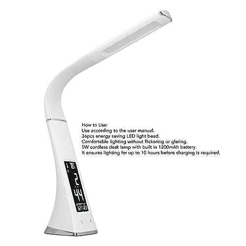 Fockety LED Desk Lamp, Charging Eye Caring 3 Modes Reading Lights Digital Display Touch Control Desk Light for Office, Study, Dorm