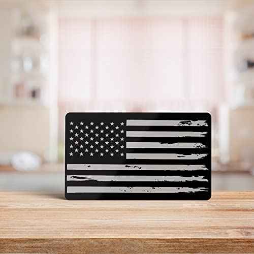 24 PCS Metal Miranda Card with Torn American Flag on the Back, Black Metal Miranda Warning Card Miranda Rights Cards Police Gift (24 PCS, TornBlack)