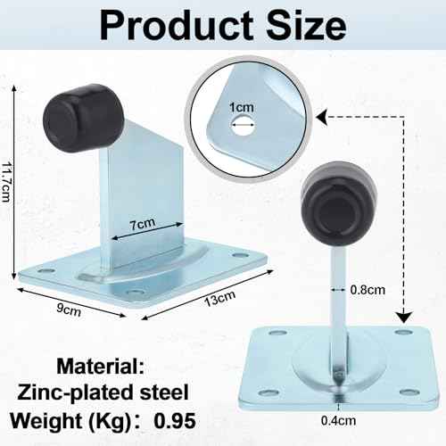 End Stop Heavy Duty Gate Stopper Floor Mount 4-5/8" Height for Outdoor Door Stop Gate with Base Plate Large Rubber Sliding Driveway Swing Rolling Door