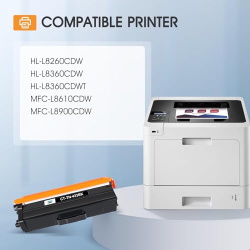 Cool Toner TN433BK TN433 Black Compatible Toner Cartridge Replacement for Brother TN433BK TN433 TN431BK TN-433 for Brother MFC-L8900Cdw HL-L8360Cdw HL-L8260Cdw HL-L8360Cdwt 8900Cdw Printer Ink 2 Pack