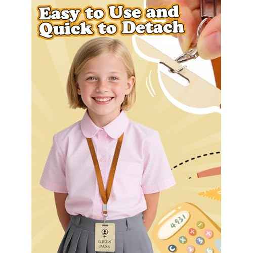 8 Sets School Hall Pass Lanyards - Sturdy Wooden Passes for Classrooms Hall Library Office Restroom Nurse Student Teacher Supplies