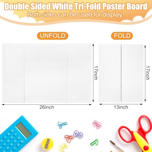 Xnewtwo 26x17-Inch White Trifold Poster Boards - Set of 2, Science Fair Display