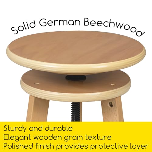 MEEDEN Natural Finish Adjustable Drafting Stool – 19-26 in Height, German Beech