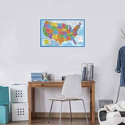 Palace Learning Laminated USA Map - 18" x 29" - Wall Chart Map of The United States of America - Made in The USA - Updated (Laminated, 18" x 29")