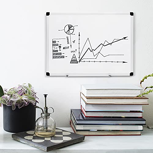 Amazon Basics Magnetic Dry Erase Whiteboard 24x18 Inches Aluminum Frame Silver/White