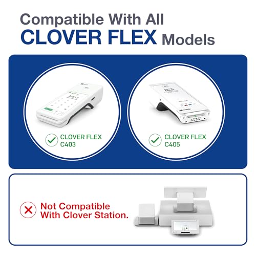 Clover Flex Paper Rolls - 50 Rolls - 2 1/4'¡¯ x 50¡¯- 48 GSM - Clover Flex Receipt Paper Compatible for C401, C403, C405 and C406 POS Machines - BPA Free Material