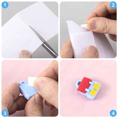 Joez Wonderful 6 Sheets Foam Adhesive Squares, 990pcs Total Double Sided Self Adhesive Circles, Precut Squares Strips Foam Tape for DIY Arts & Crafts, 2 Sizes (0.47in/12mm, 0.24in/6mm)