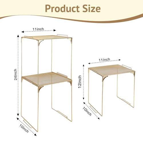 AUECOOME Golden Stackable Locker Shelf - Extra Tall Locker Organizer for School, Office & Home Storage (1)