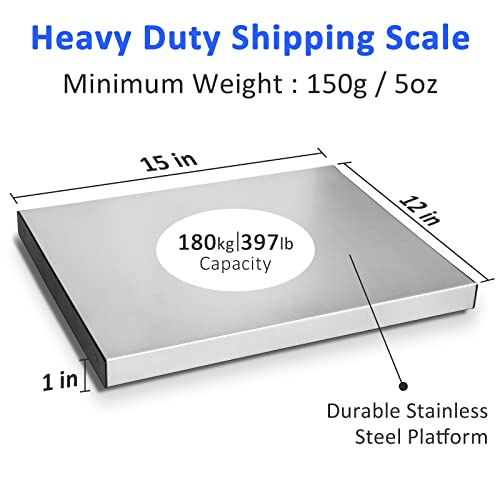 THINKSCALE Shipping Scale, 397lb Heavy Duty Digital Stainless Steel Large Platform Postal Scale with Wireless Display, Baby Scale Office Package Scale,Commercial Scale for Business, Puppy Scale